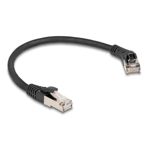 DeLOCK Cavo di rete RJ45 Cat.8.1 S/FTP maschio da 45° angolato a destra per maschio diritto fino a 40 Gbps 0,25 m nero