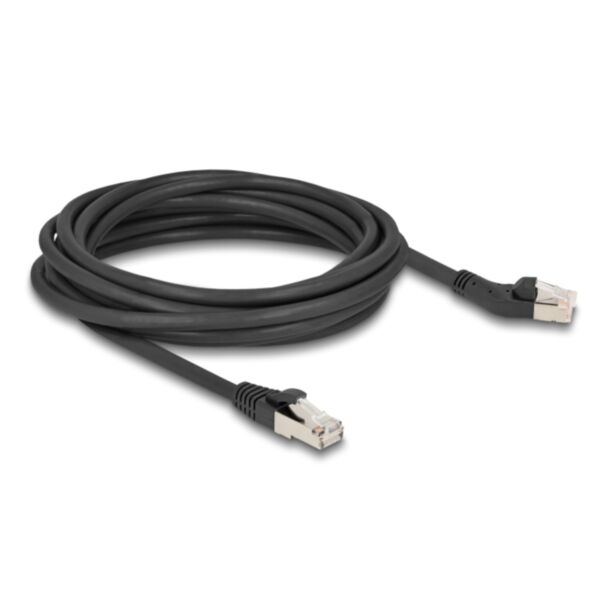DeLOCK RJ45 Network Cable Cat.6A S/FTP plug 45° left angled to plug straight 5 m black