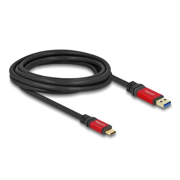 DeLOCK USB 10 Gbps Cable USB Type-A male to USB Type-C male 3 m red metal
