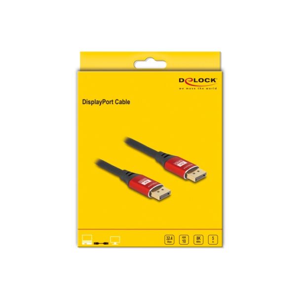 DeLOCK Cavo DisplayPort 8K 60 Hz 5 m metallo rosso