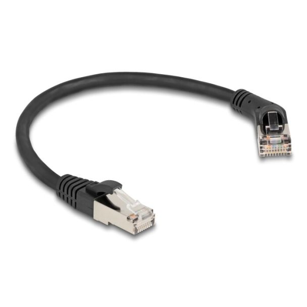 DeLOCK Cavo di rete RJ45 Cat.6A S/FTP maschio da 45° angolato a destra per maschio diritto 0,25 m nero
