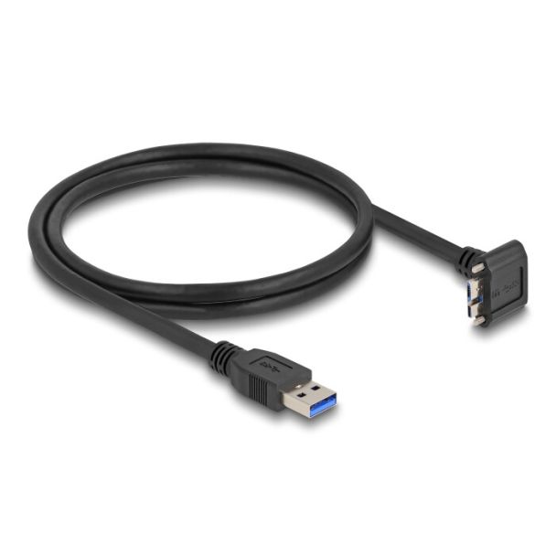 DeLOCK Cavo USB 5 Gbps USB Tipo-A maschio diritto per USB Micro-B maschio con viti angolate a 90° verso l'alto da 1 m nero