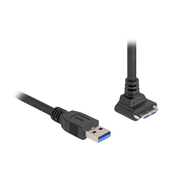 DeLOCK USB 5 Gbps Cable USB Type-A male straight to USB Micro-B male with screw distance 18 mm 90° upwards angled 1 m black