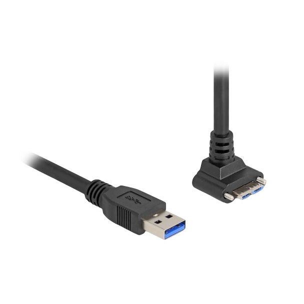 DeLOCK USB 5 Gbps Cable USB Type-A male straight to USB Micro-B male with screw distance 18 mm 90° upwards angled 1 m black