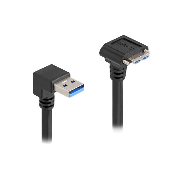 DeLOCK USB 5 Gbps Cable USB Type-A male 90° downwards angled to USB Micro-B male with screw distance 18 mm 90° downwards angled 1 m black