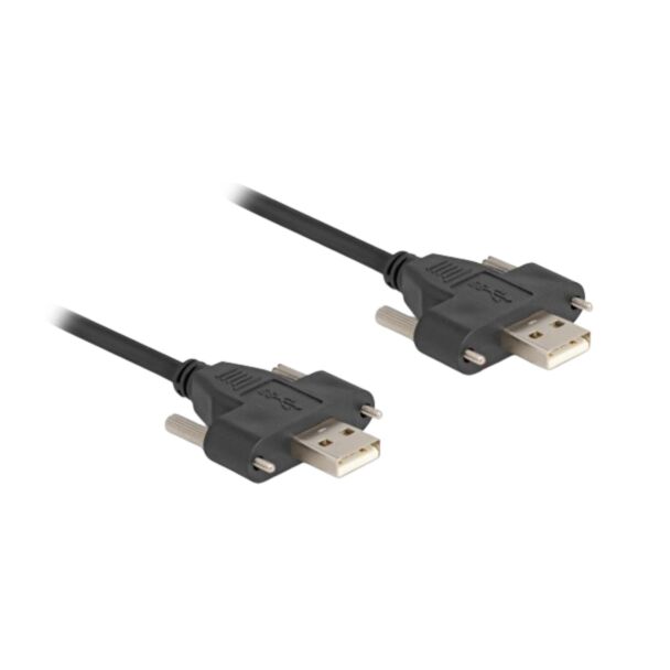 DeLOCK USB 2.0 Cable Type-A male to male with screw distance 30 mm 1 m black