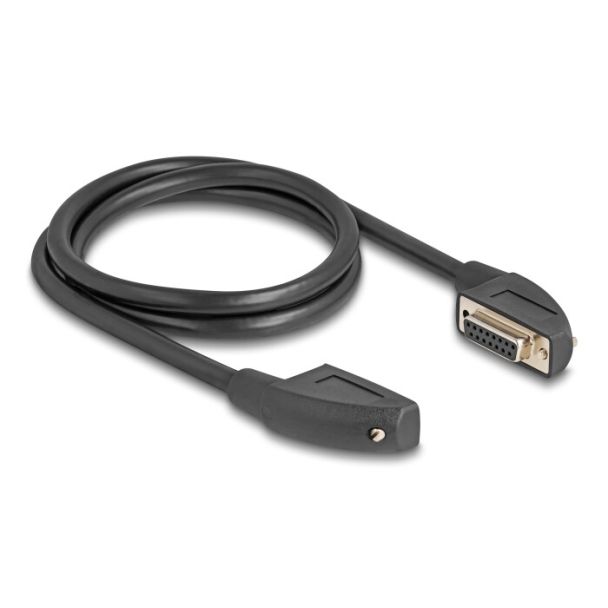DeLOCK Serial Cable D-Sub 15 female with screw 90° right angled to D-Sub 15 female with screw 90° right angled 1 m black