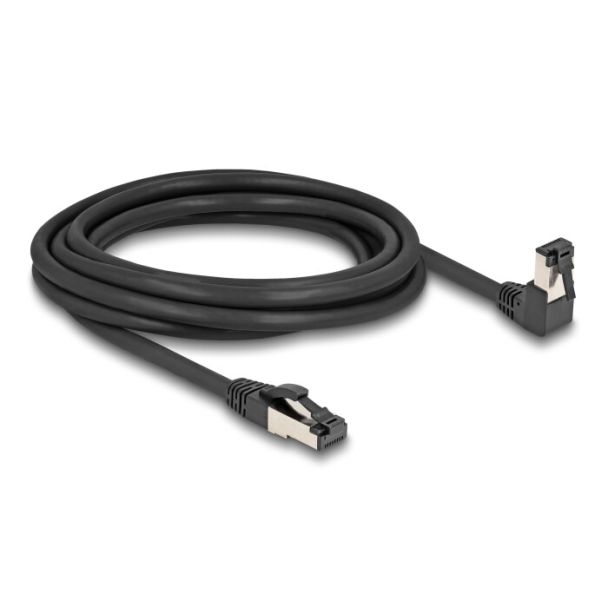 DeLOCK Cavo di rete RJ45 Cat.8.1 S/FTP da 90° angolato verso il basso / diritto 3 m nero