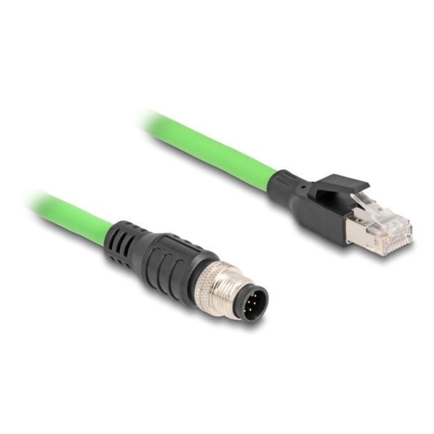 DeLOCK Cavo M12 codificato A a 8 pin maschio per RJ45 maschio PUR (TPU) 1 m