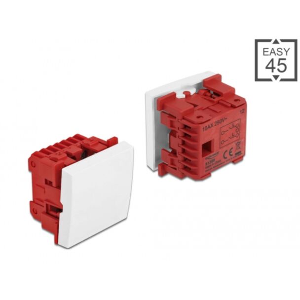 DeLOCK Interruttore Easy 45 1-gang bipolare a 1 via 45 x 45 mm, bianco