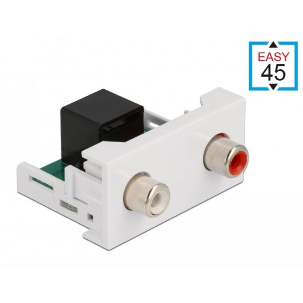 DeLOCK Easy 45 Module 2 x RCA female to RJ45 female port 22.5 x 45 mm