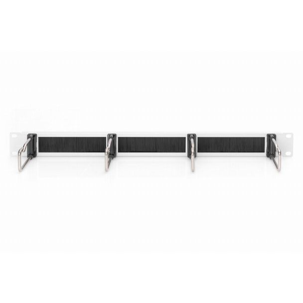 Digitus Pannello di gestione cavi con staffe d’acciaio e guarnizione a spazzola per armadi 482,6 mm (19”), 1HE