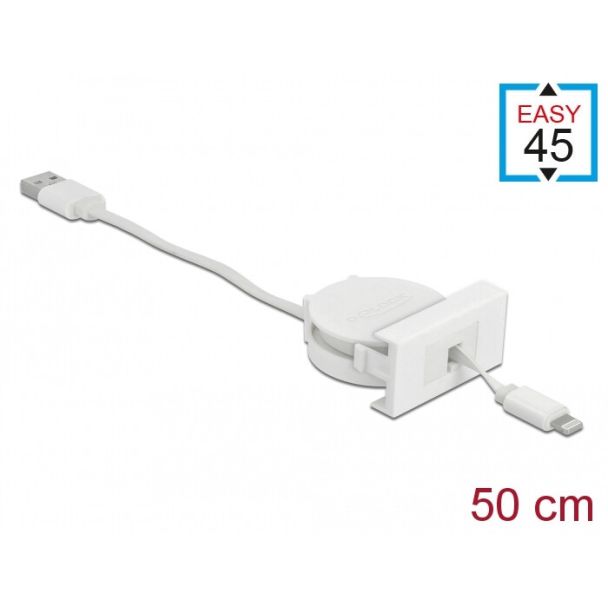 DeLOCK Modulo USB 2.0 Easy 45 Cavo retrattile USB Tipo-A a 8 pin femmina Lightning bianco