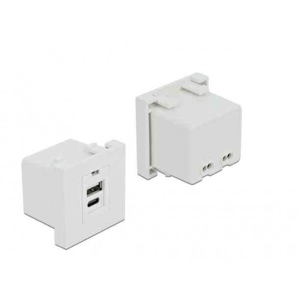 DeLOCK Easy 45 USB Charging Port Module 1 x Type-A + 1 x USB Type-C
