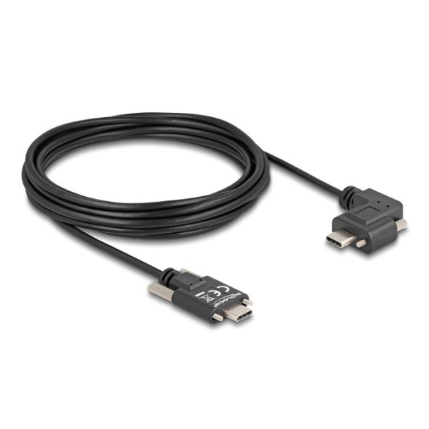 DeLOCK USB 2.0 Cable USB Type-C male with screws to USB Type-C male with screws angled left / right PD 3.0 60 W 5 m