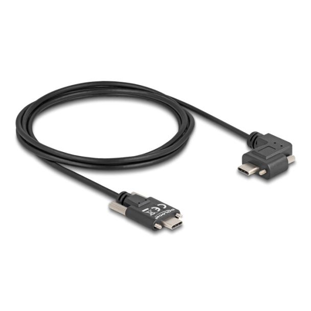 DeLOCK USB 2.0 Cable USB Type-C male with screws to USB Type-C male with screws angled left / right PD 3.0 60 W 2 m