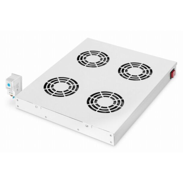Digitus Ventilation unit for 483 mm (19") installation 4 fans, thermostat, switch, grey (RAL 7035)