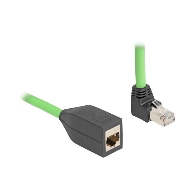 DeLOCK RJ45 Network Extension Cable Cat.6A plug upwards angled to jack SF/UTP suitable for drag chains PUR (TPU) 2 m green