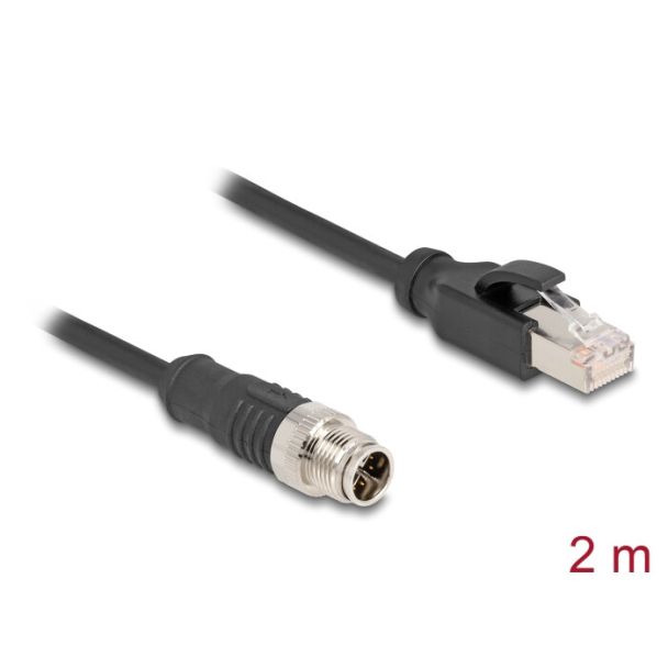 DeLOCK Cavo M12 codificato X a 8 pin maschio per RJ45 maschio PVC 2 m