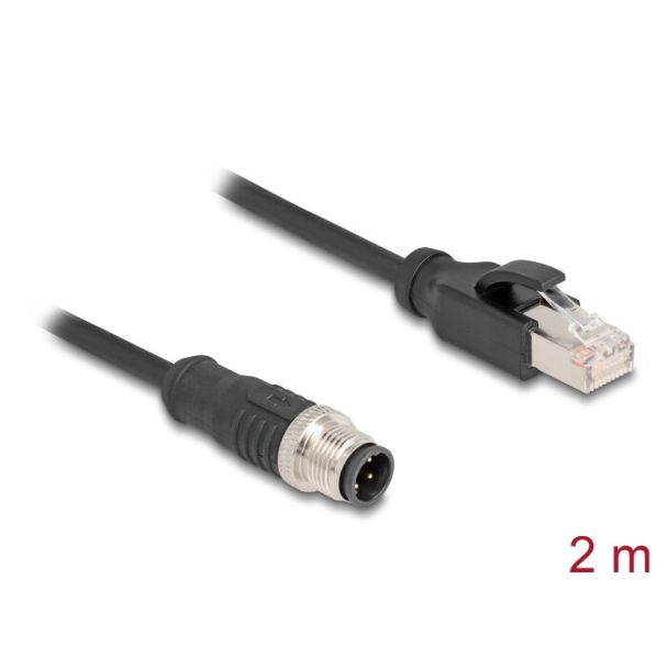 DeLOCK Cavo M12 codificato D a 4 pin maschio per RJ45 maschio PVC 2 m