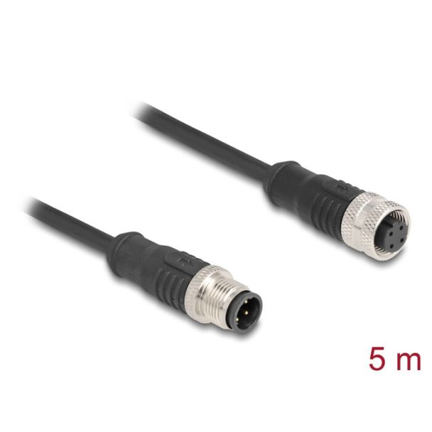 DeLOCK Cavo M12 codificato D a 4 pin maschio per femmina PVC 5 m