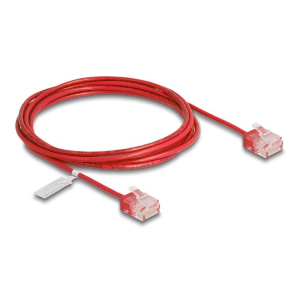 DeLOCK Cavo di rete RJ45 Cat.6 UTP Ultra Slim 2 m rosso con connettori corti