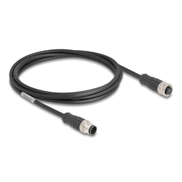 DeLOCK M12 Cable A-coded 8 pin male to female PVC 2 m