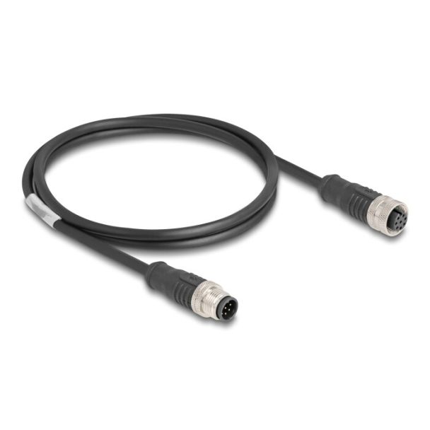 DeLOCK M12 Cable A-coded 8 pin male to female PVC 1 m