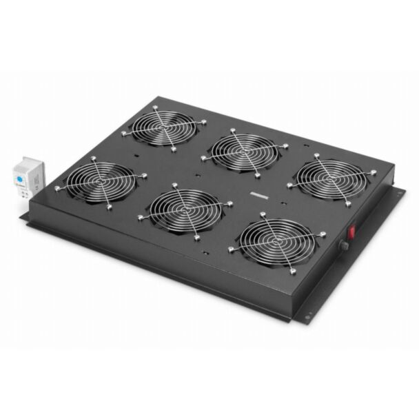 Digitus Unità di ventilazione da tetto, Unique rack server 6 ventole, termostato, interruttore, nero