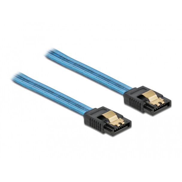 DeLOCK Cavo SATA 6 Gb/s UV effetto incandescente blu 30 cm