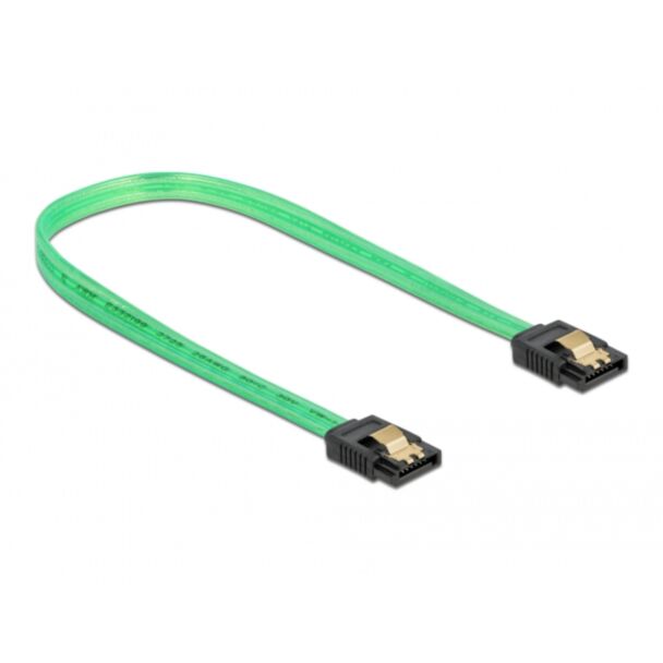 DeLOCK SATA 6 Gb/s Cable UV glow effect green 30 cm