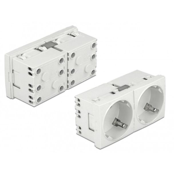DeLOCK Easy 45 Grounded Power Socket with a 45° arrangement 2-way extendable 45 x 45 mm