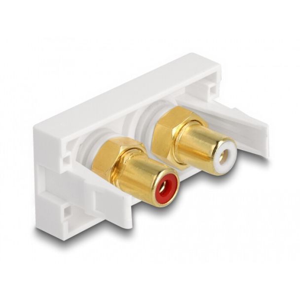 DeLOCK Modulo Easy 45 2 x RCA femmina, anello rosso / bianco 22,5 x 45 mm