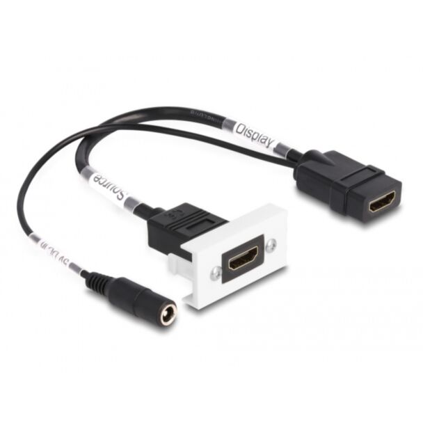 DeLOCK Easy 45 HDMI 4K 60 Hz Module with DC feed 2.1 x 5.5 mm and pigtail,22.5 x 45 mm