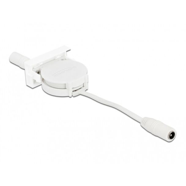 DeLOCK Cavo retrattile di alimentazione Easy 45 Module DC 5,5 x 2,1 mm femmina/femmina bianco