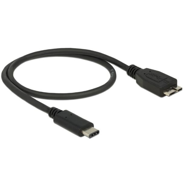DeLOCK 0.5m USB3.1 C - MicroUSB3.1 B cavo USB USB 3.2 Gen 2 (3.1 Gen 2) 0,5 m USB C Micro-USB B Nero