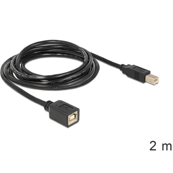 DeLOCK USB2.0-B - USB2.0-B, 2m USB cable USB B Black