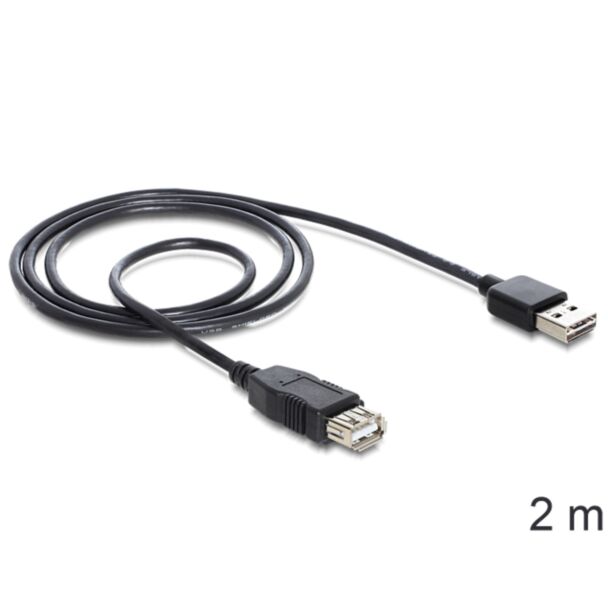 DeLOCK EASY-USB 2.0-A - USB 2.0-A, 2m USB cable USB A Black