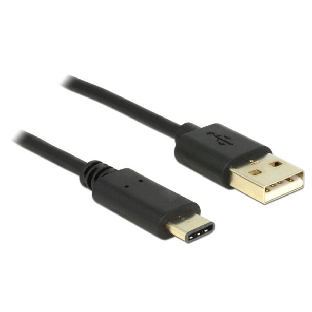 DeLOCK 2m, USB2.0-A/USB2.0-C cavo USB USB A USB C Nero