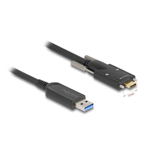 DeLOCK Active Optical Cable USB 10 Gbps Type-A male to USB Type-C male with screws on the sides 7.5 m