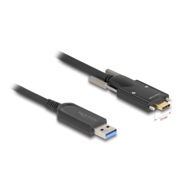 DeLOCK Active Optical Cable USB 10 Gbps Type-A male to USB Type-C male with screws on the sides 7.5 m