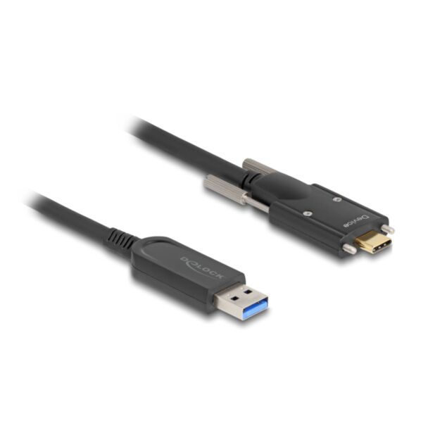 DeLOCK Active Optical Cable USB 10 Gbps Type-A male to USB Type-C male with screws on the sides 5 m