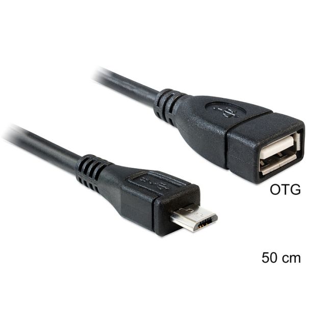 DeLOCK 50cm USB micro-B/USB2.0-A USB cable 0.5 m Micro-USB B USB A Black
