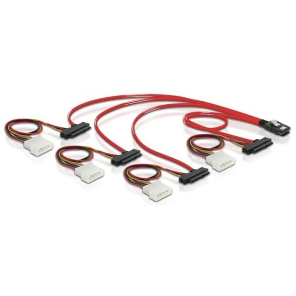 DeLOCK Cable mini SAS 36pin to 4x SAS 29pin SCSI cable Red 0.5 m