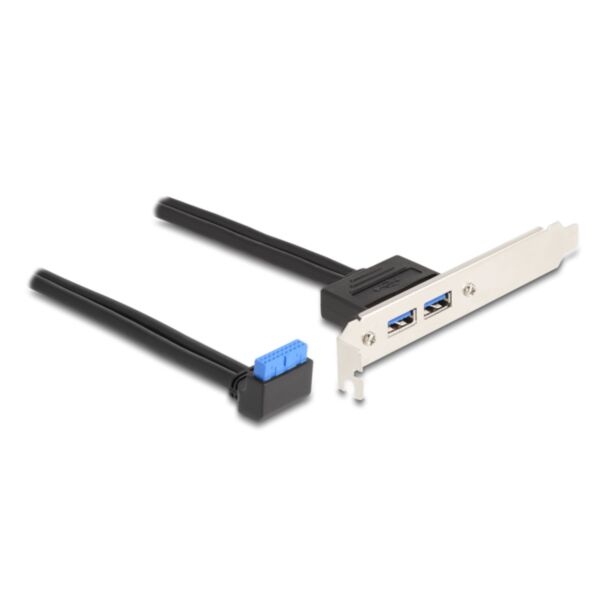 DeLOCK Slot bracket 1 x USB 5 Gbps pin header female 90° angled to 2 x USB 5 Gbps Type-A female 50 cm