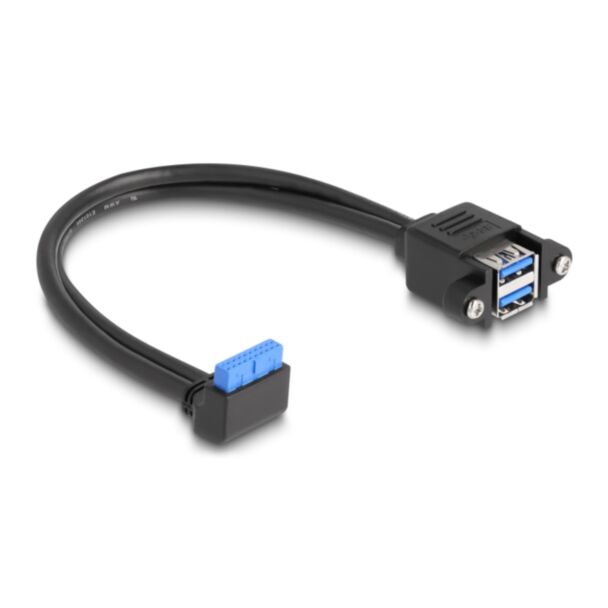 DeLOCK Cable USB 5 Gbps pin header female 90° angled to 2 x USB 5 Gbps Type-A female for built-in 50 cm