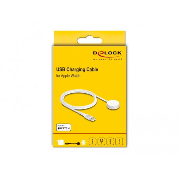 DeLOCK Cavo di ricarica USB per Apple Watch MFi 1 m bianco magnetico