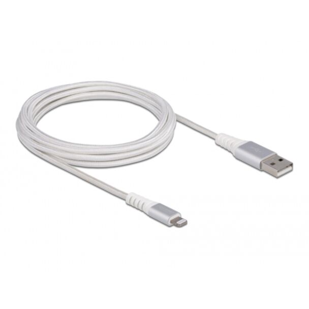 DeLOCK USB data and power cable for iPhone, iPad, iPod DuPont Kevlar white 3 m