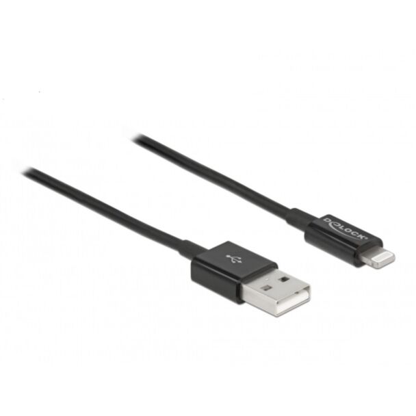 DeLOCK USB data and power cable for iPhone, iPad, iPod black 1 m