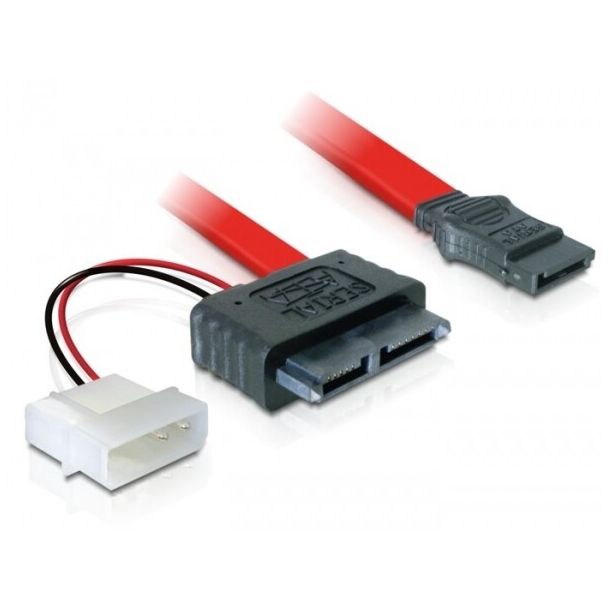 DeLOCK Cable SATA Slimline female + 2pin power > SATA SATA cable 0.3 m Red